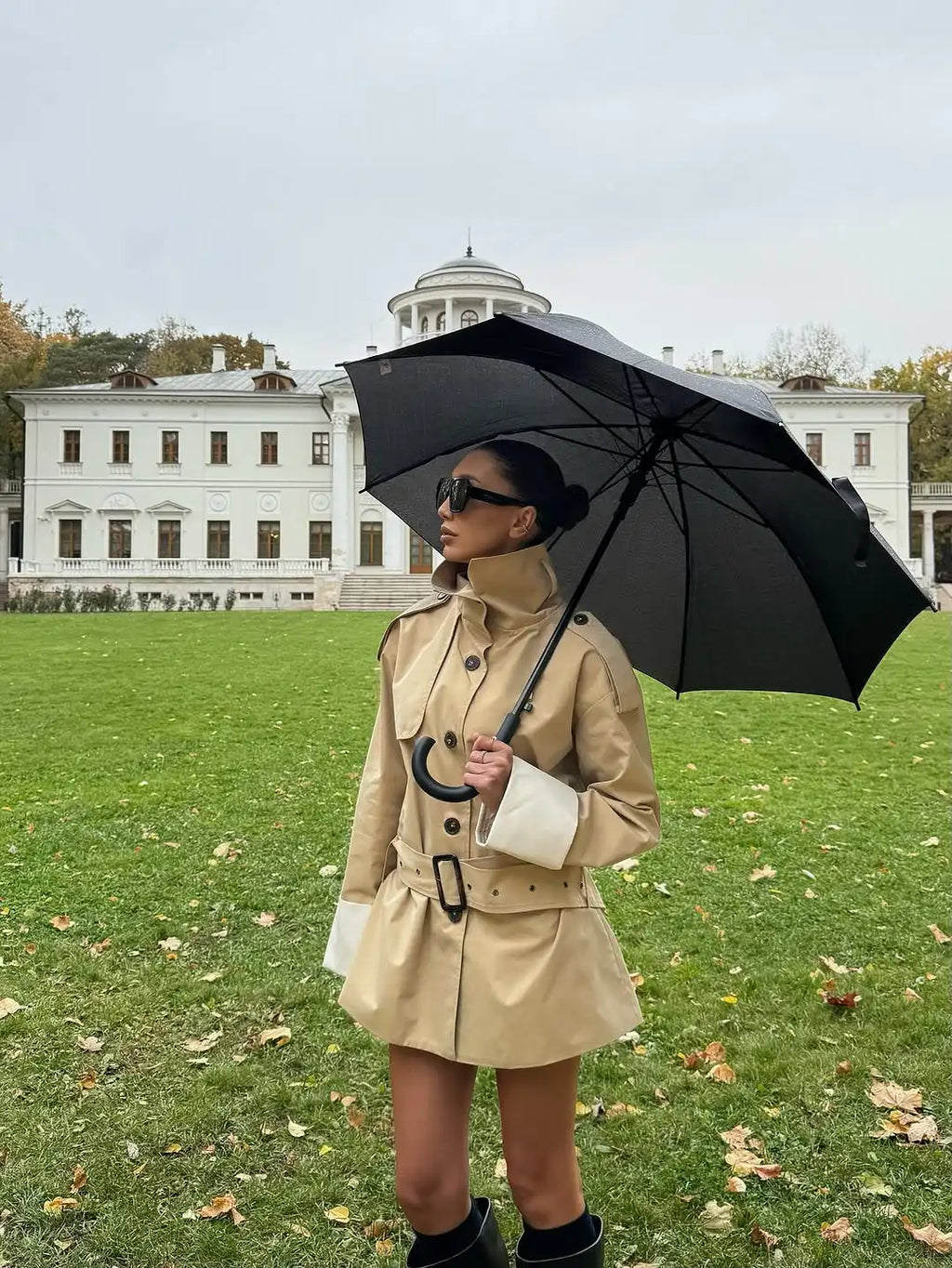 The Stand-Collar Contrast-Cuff Trench