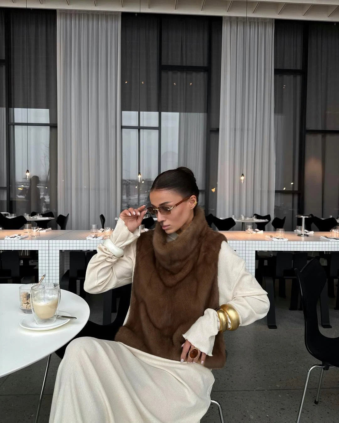 The Lace-Up Long Cruelty-Free Fur Coat