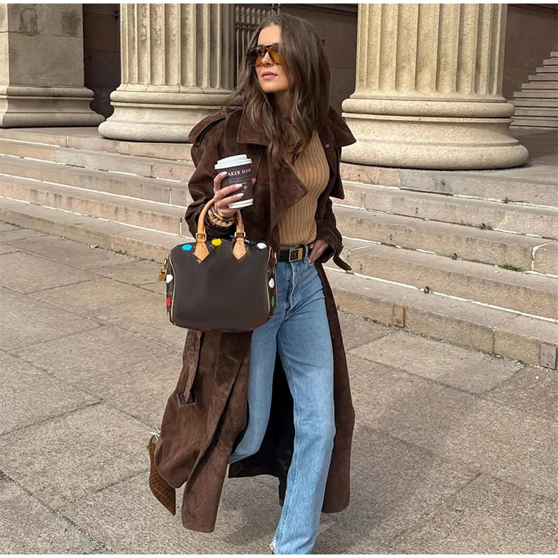 The Long Cruelty-Free Suede Overcoat