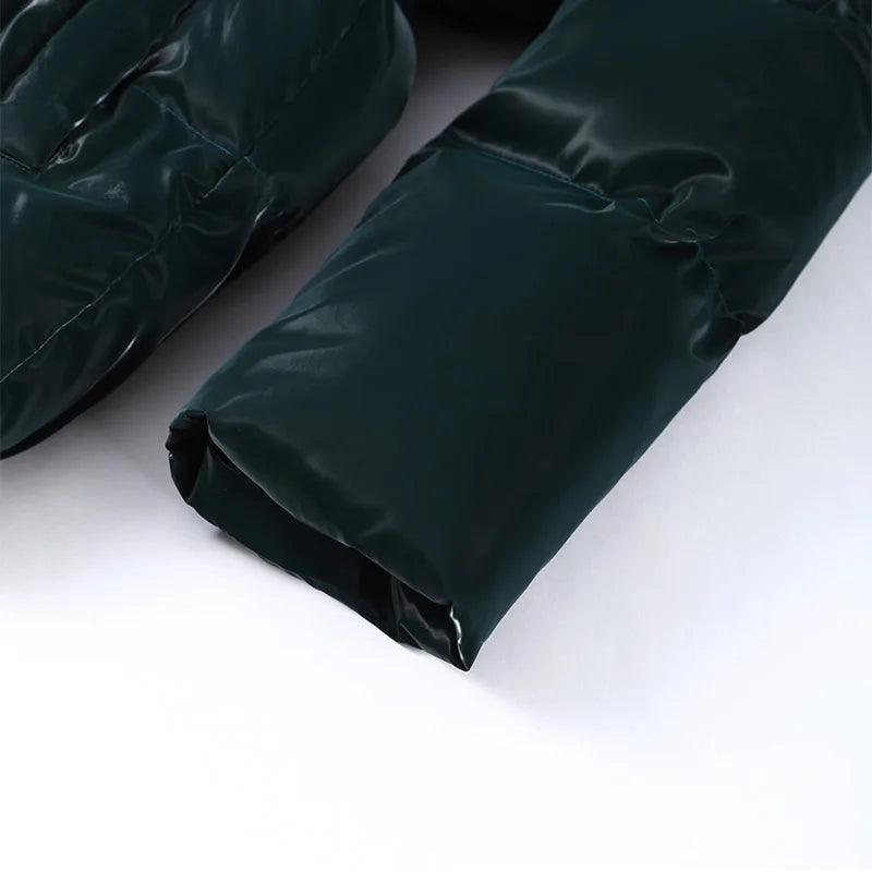 The Glossy Hooded Belted Puffer