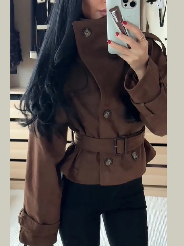 The Cruelty-Free Suede Cropped Trench