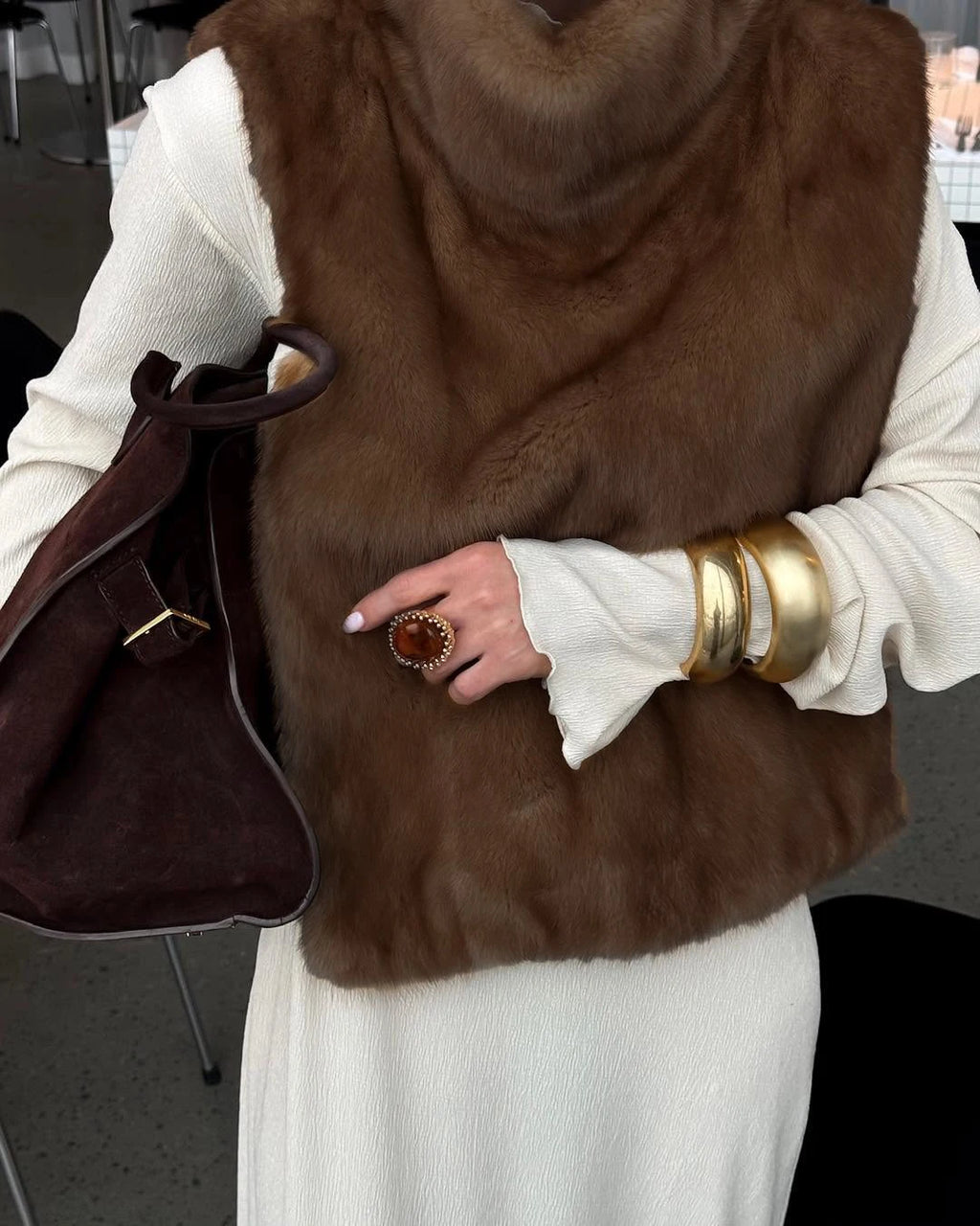 The Lace-Up Long Cruelty-Free Fur Coat