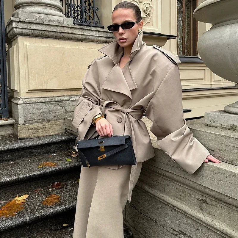 The Lace-Up Belted Short Trench
