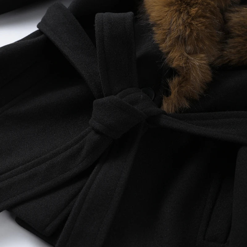The Belted Cruelty-Free Fur Shawl Coat