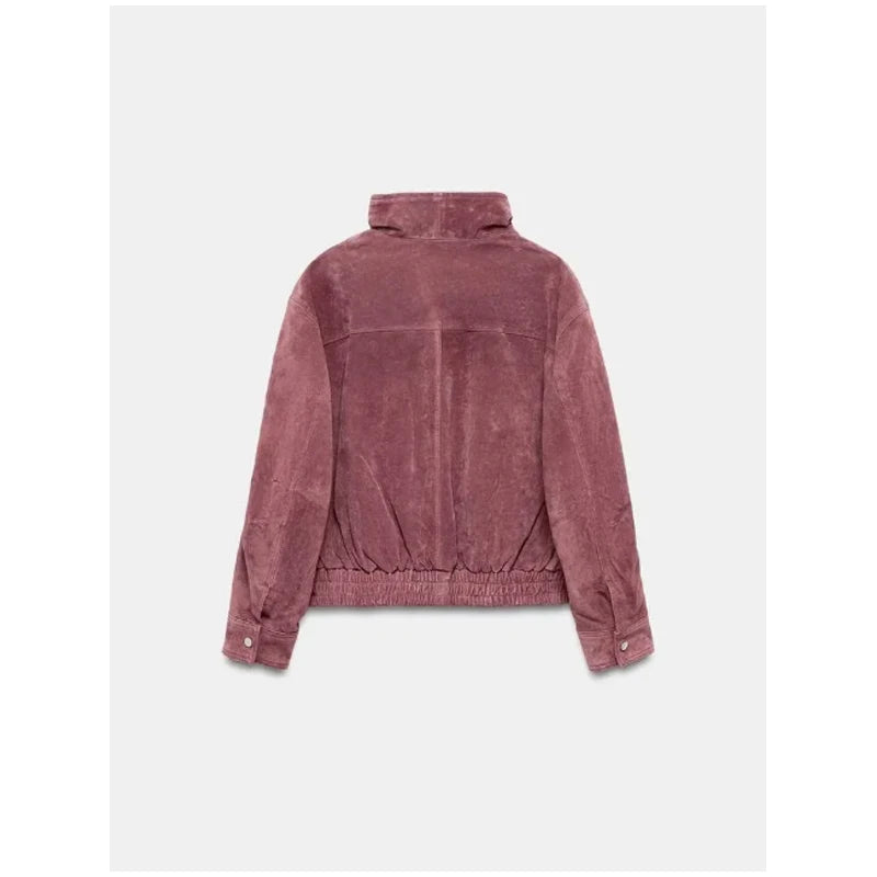The Stand-Collar Cruelty-Free Suede Jacket