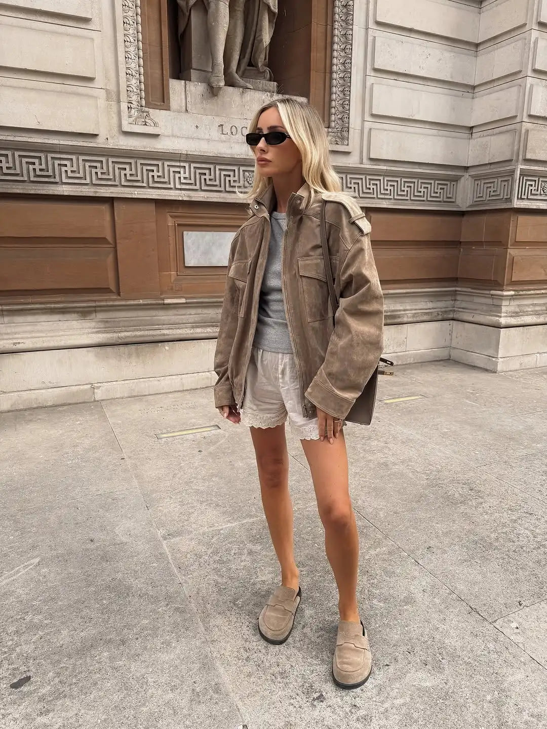 The Stand-Collar Cruelty-Free Suede Jacket