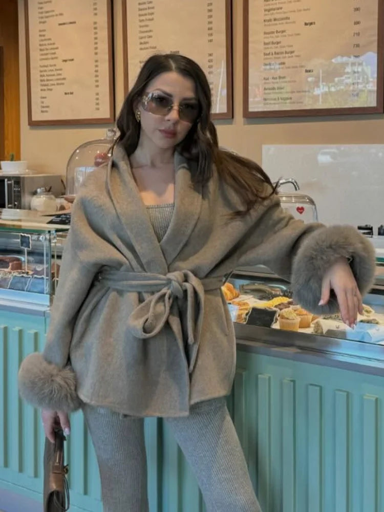 The Cruelty-Free Fur Cuff Wrap Coat