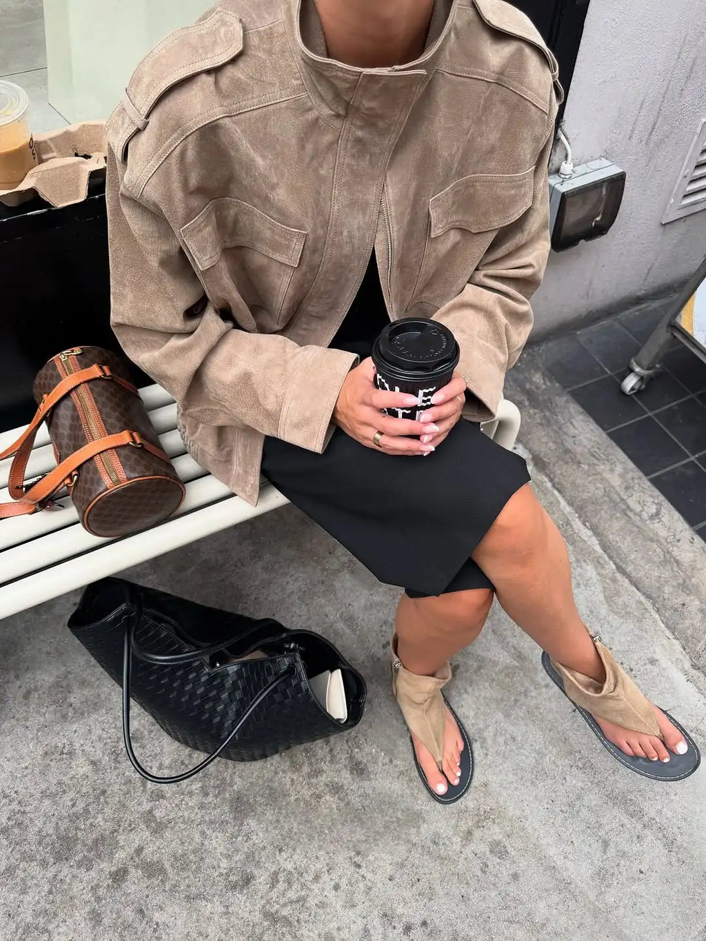 The Stand-Collar Cruelty-Free Suede Jacket