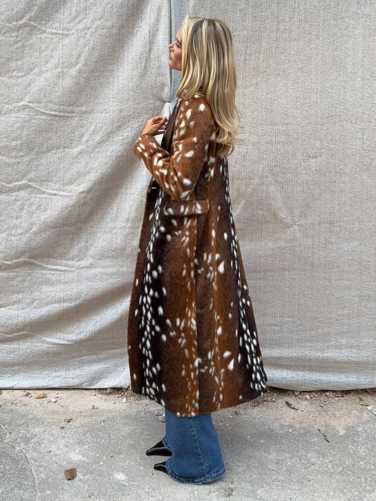 The Deer-Print Cruelty-Free Fur Coat