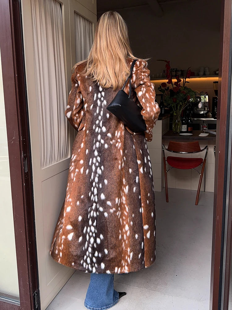 The Deer-Print Cruelty-Free Fur Coat