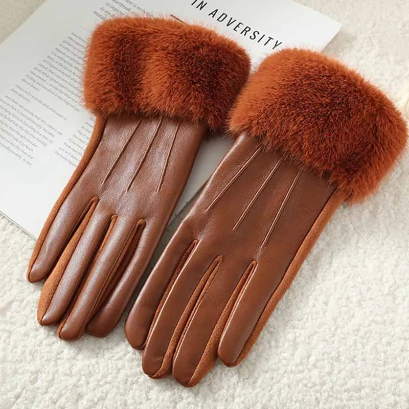 The Cruelty-Free Leather Gloves with Fur Cuff — product view 7