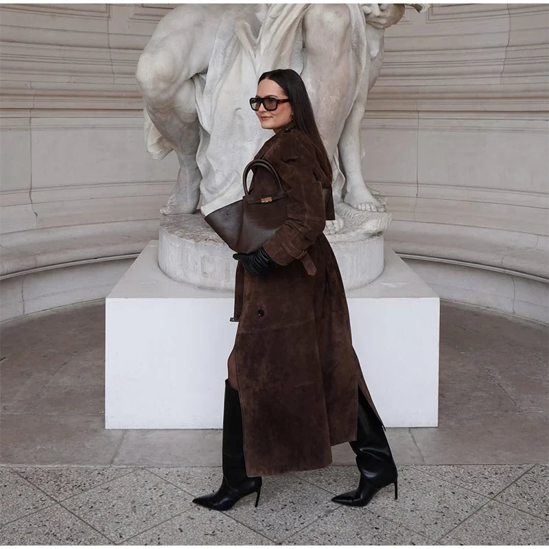 The Long Cruelty-Free Suede Overcoat