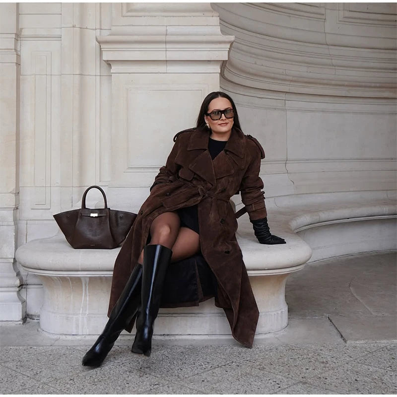 The Long Cruelty-Free Suede Overcoat