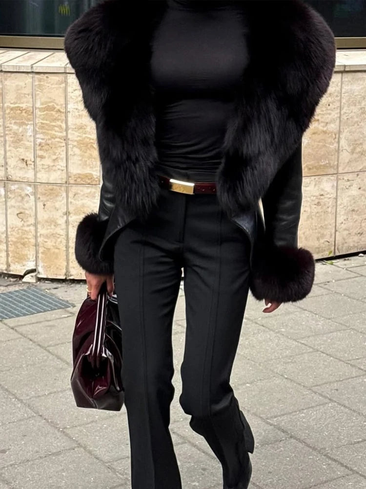 The Cruelty-Free Leather Jacket with Fur Collar