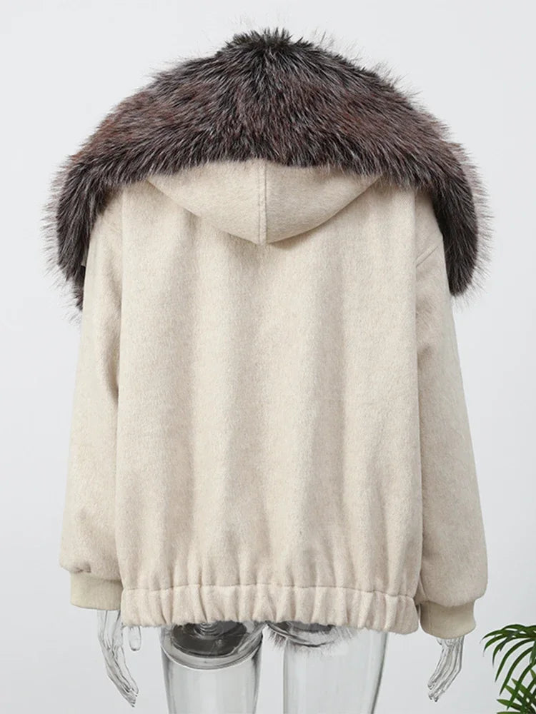 The Cruelty-Free Fur Trim Patchwork Coat