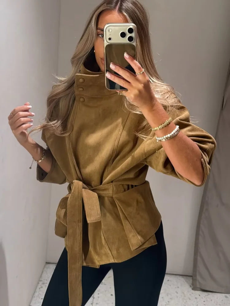 The Tie-Waist Cruelty-Free Suede Jacket