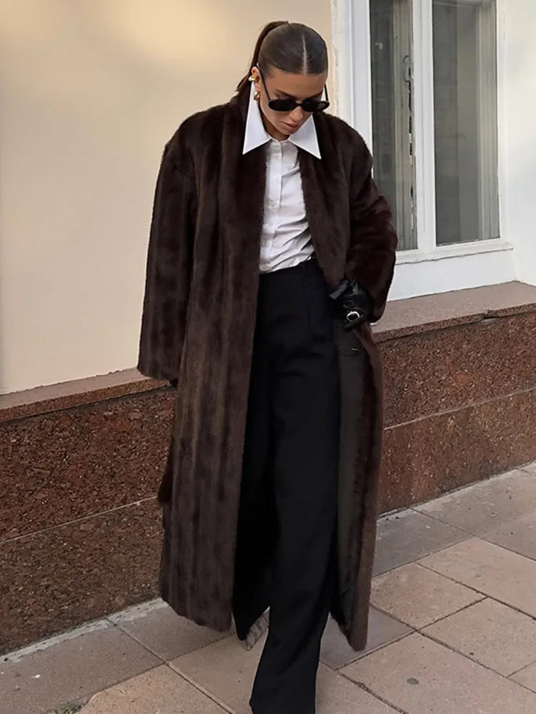 The Long Brown Cruelty-Free Fur Coat