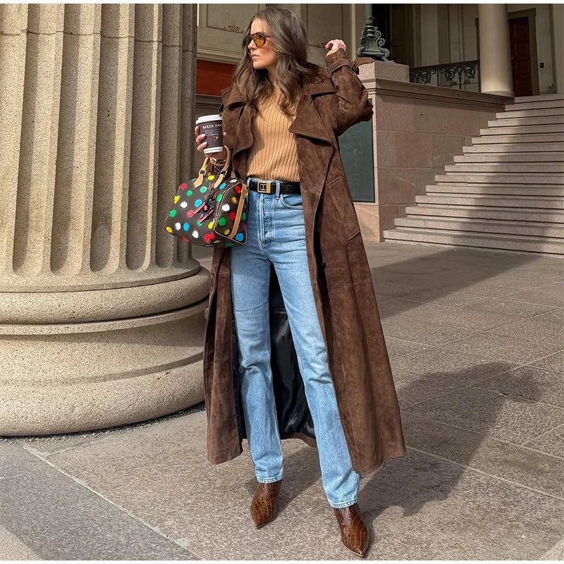 The Long Cruelty-Free Suede Overcoat