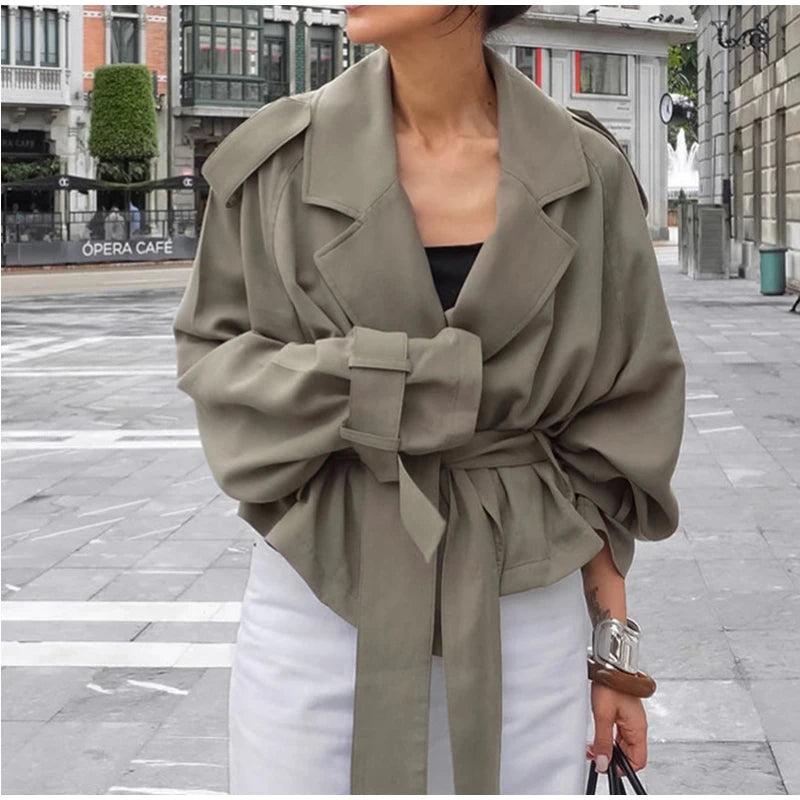 The Lace-Up Belted Short Trench