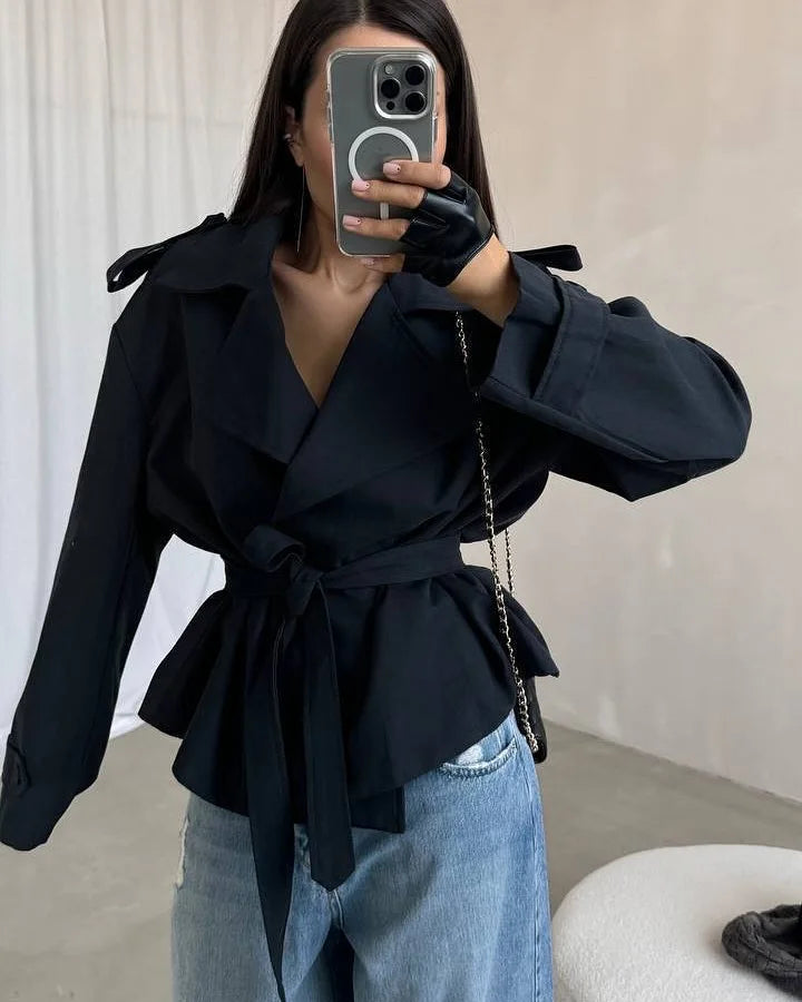 The Lace-Up Belted Short Trench