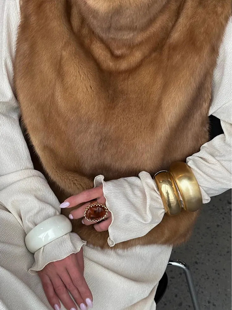The Lace-Up Long Cruelty-Free Fur Coat