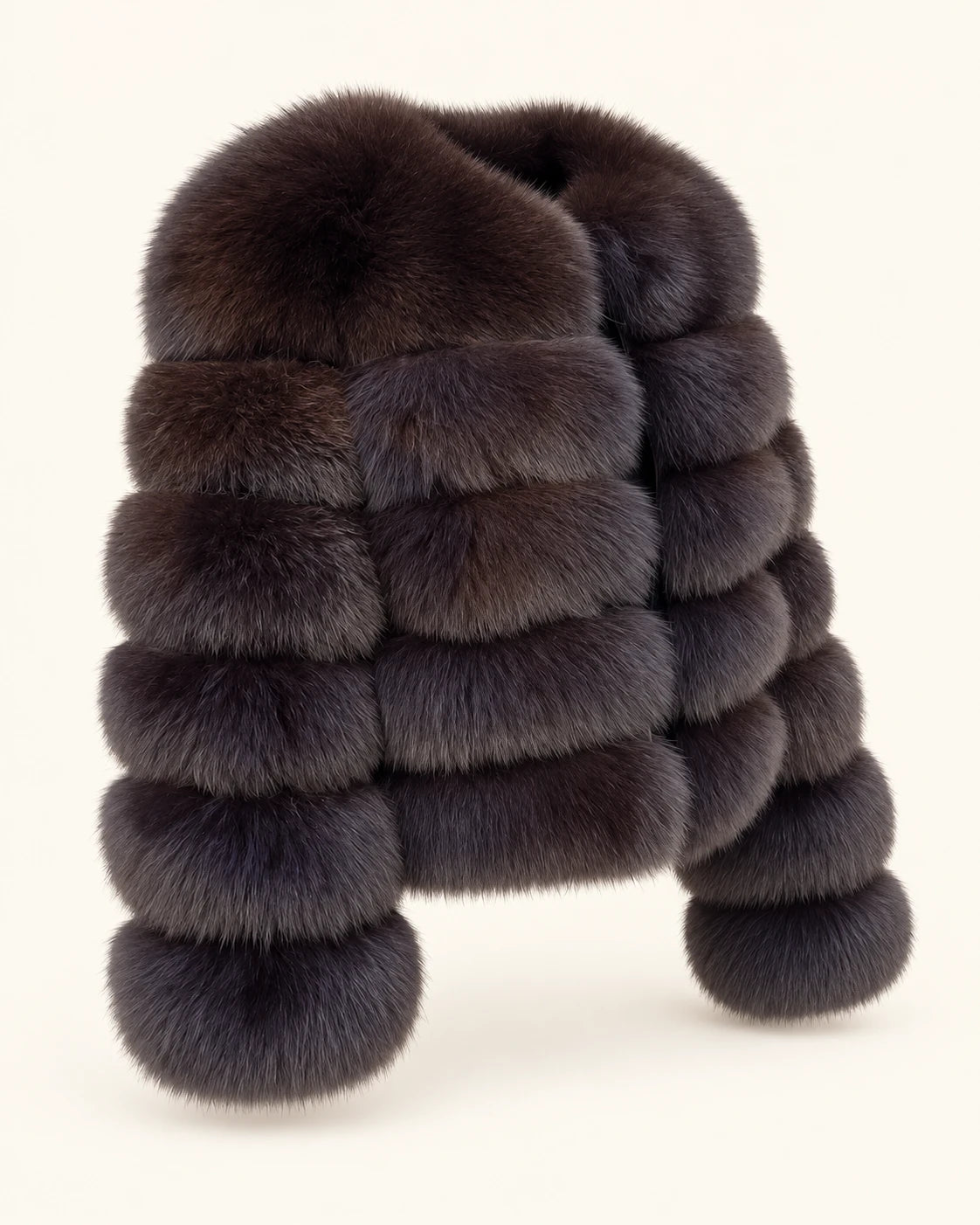 The Fox Fur Jacket in Dark Brown — studio view