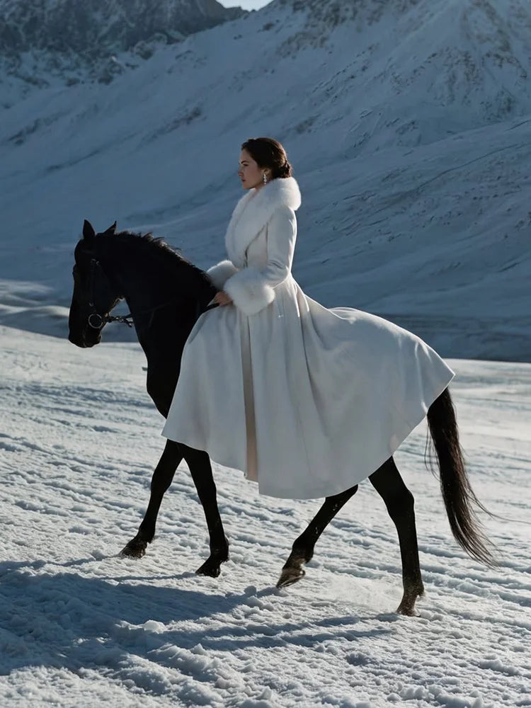 The Cruelty-Free Fur Trim Flared Coat