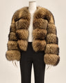 The Asiatic Raccoon Fur Coat — Natural, collared studio view