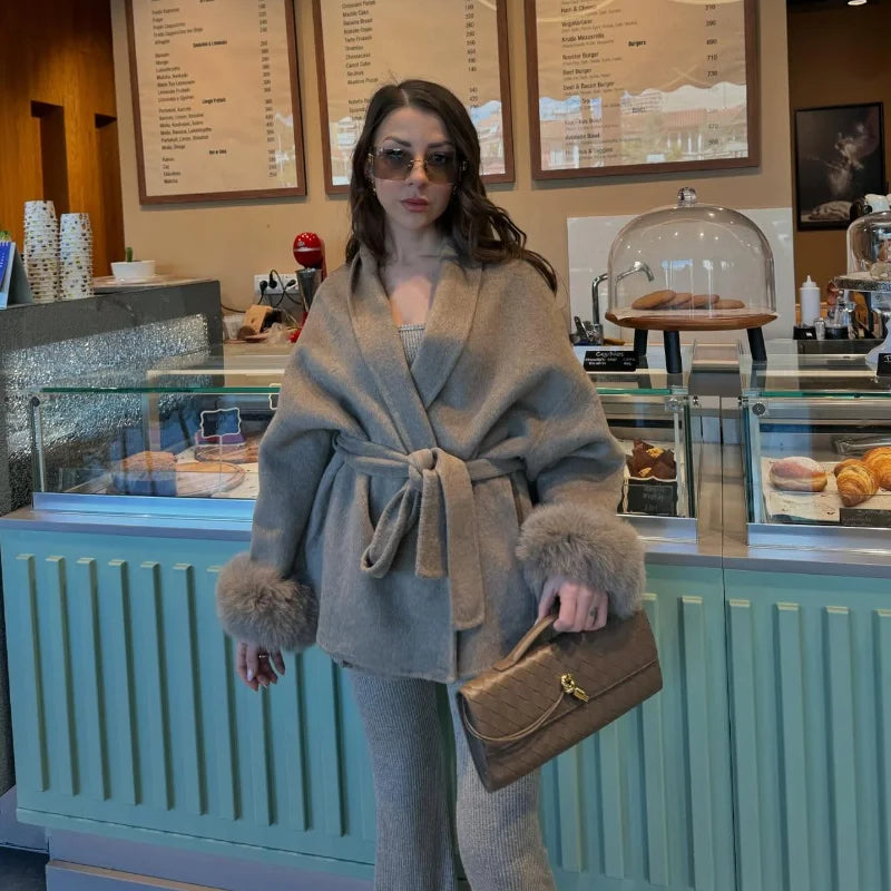The Cruelty-Free Fur Cuff Wrap Coat