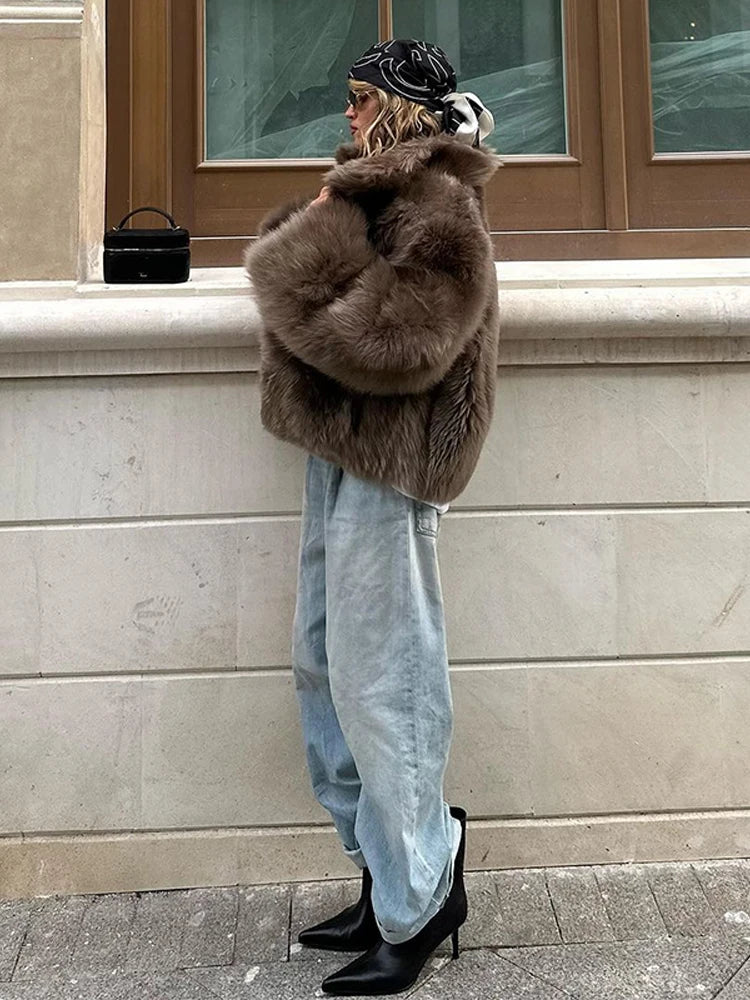 The Lace-Up Long Cruelty-Free Fur Coat