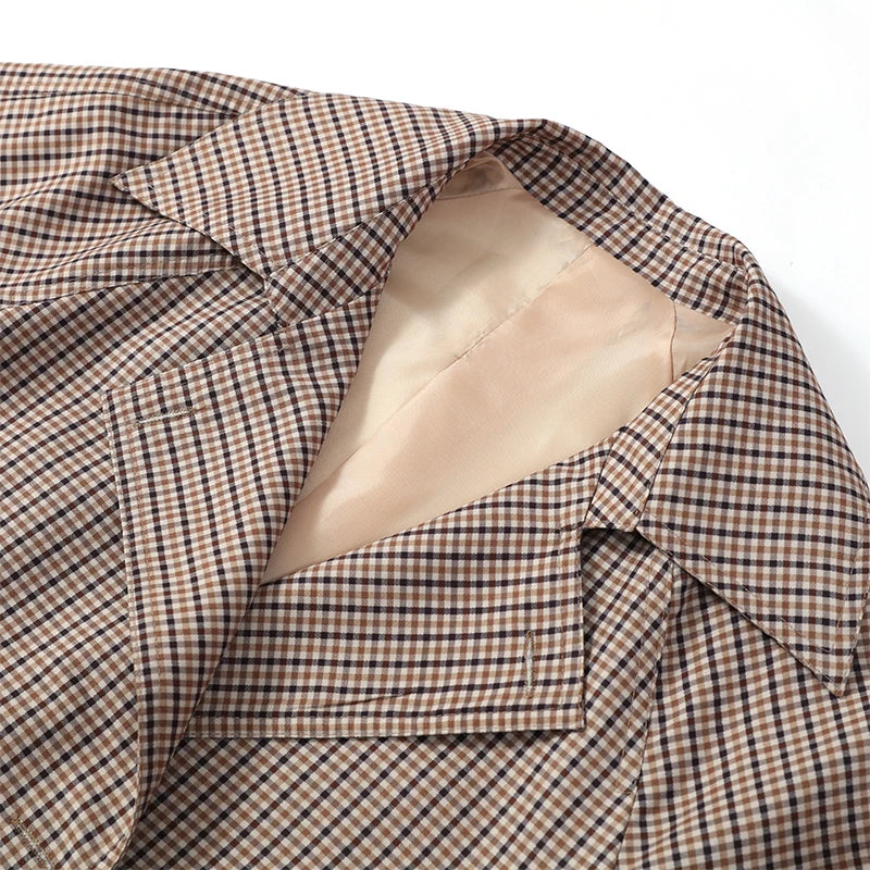 The Plaid Belted Short Trench