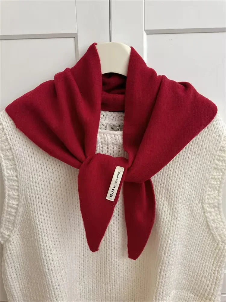 The Knit Wool Triangle Scarf