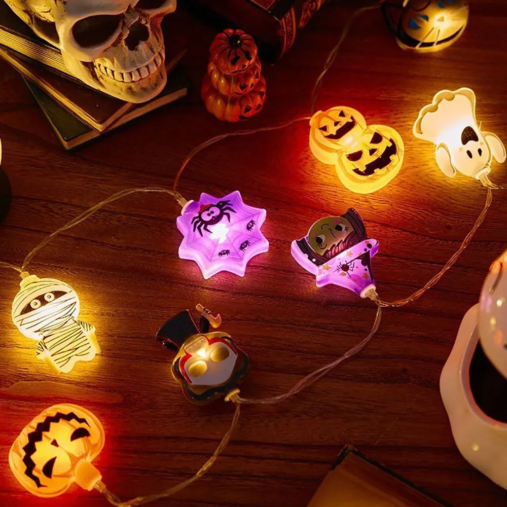 Halloween LED String Lights — Pumpkin, Ghost & Spiderweb