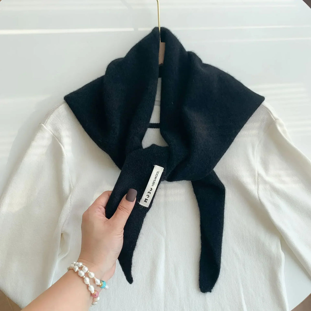The Knit Wool Triangle Scarf