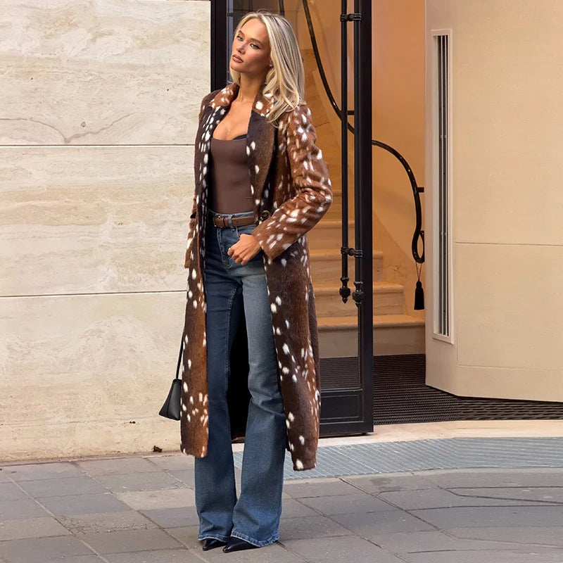 The Deer-Print Cruelty-Free Fur Coat