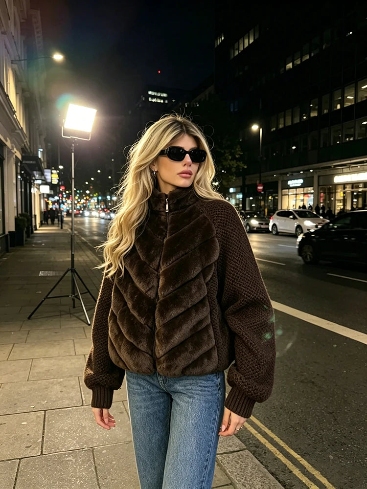 The Cruelty-Free Fur Panel Zip Jacket