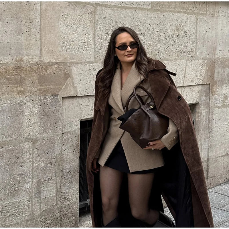 The Long Cruelty-Free Suede Overcoat