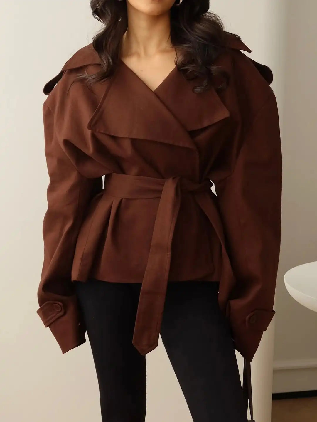 The Lace-Up Belted Short Trench