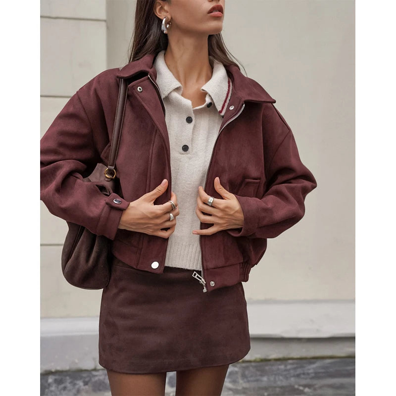The Zip Cruelty-Free Suede Belted Jacket