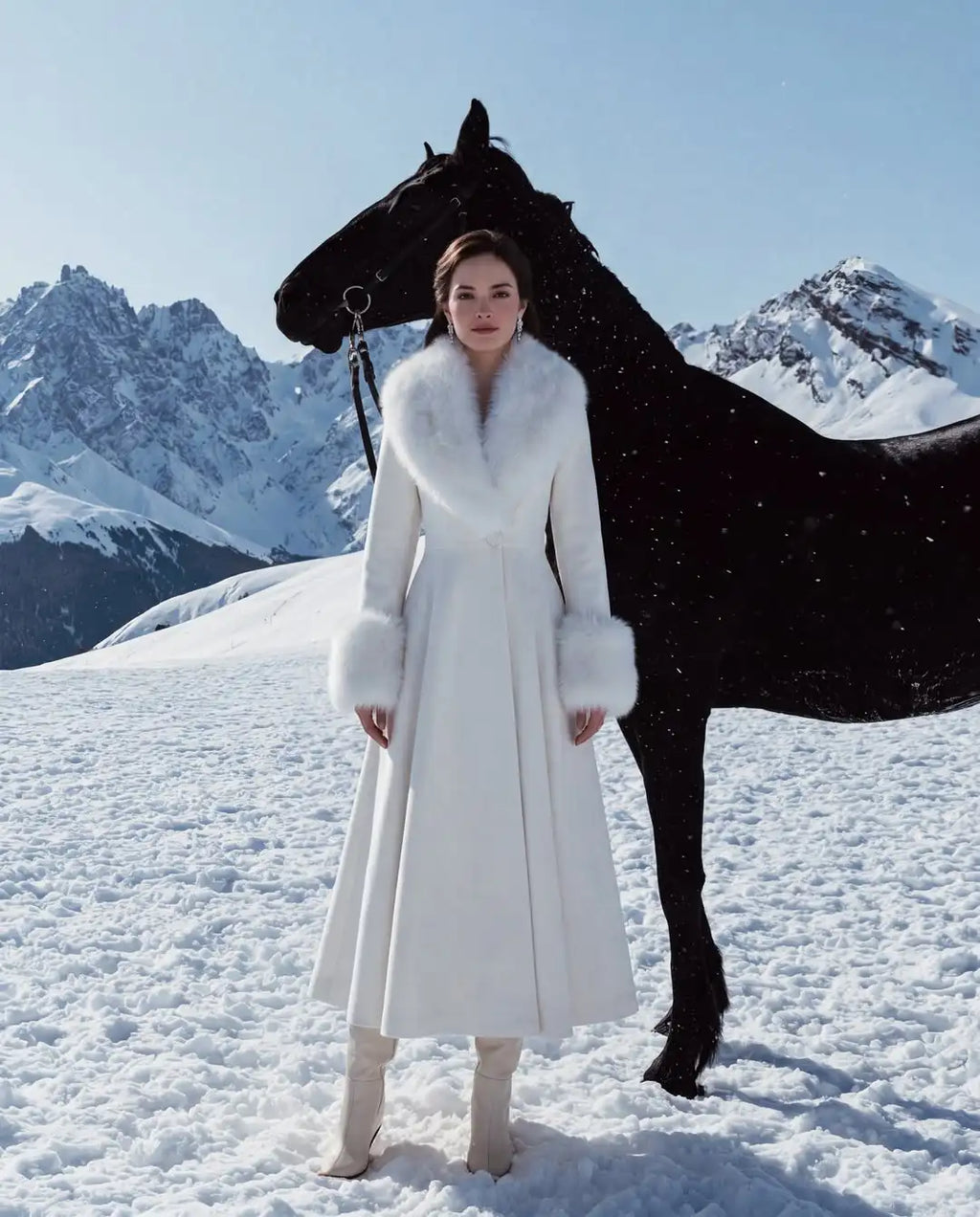 The Cruelty-Free Fur Trim Flared Coat