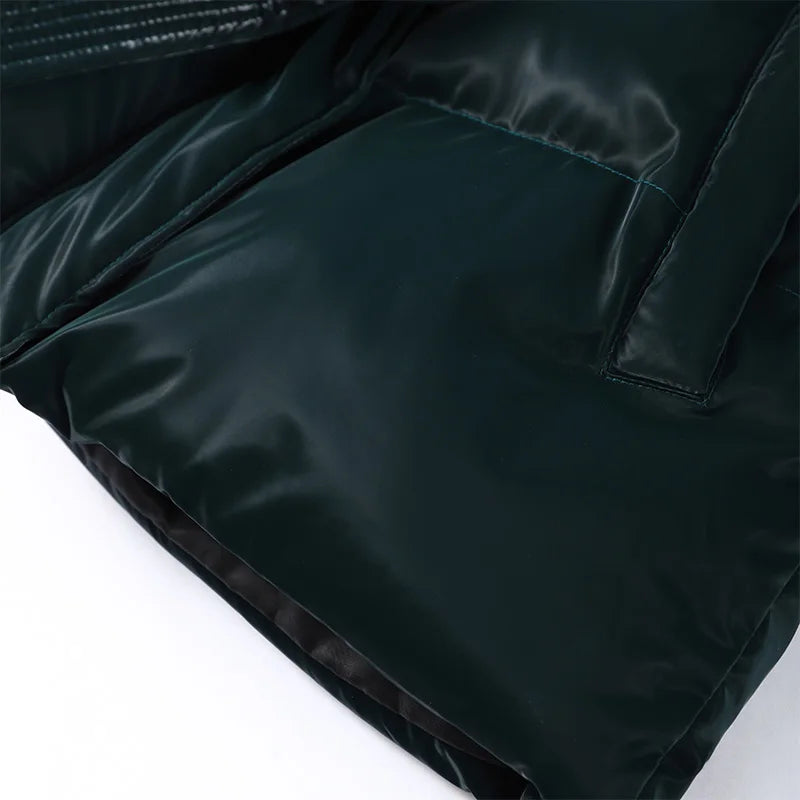 The Glossy Hooded Belted Puffer