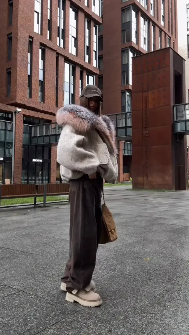 The Cruelty-Free Fur Trim Patchwork Coat