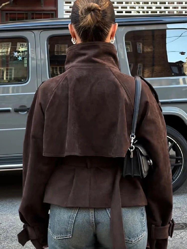 The Cruelty-Free Suede Cropped Trench