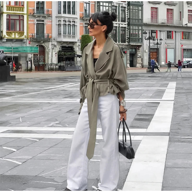 The Lace-Up Belted Short Trench