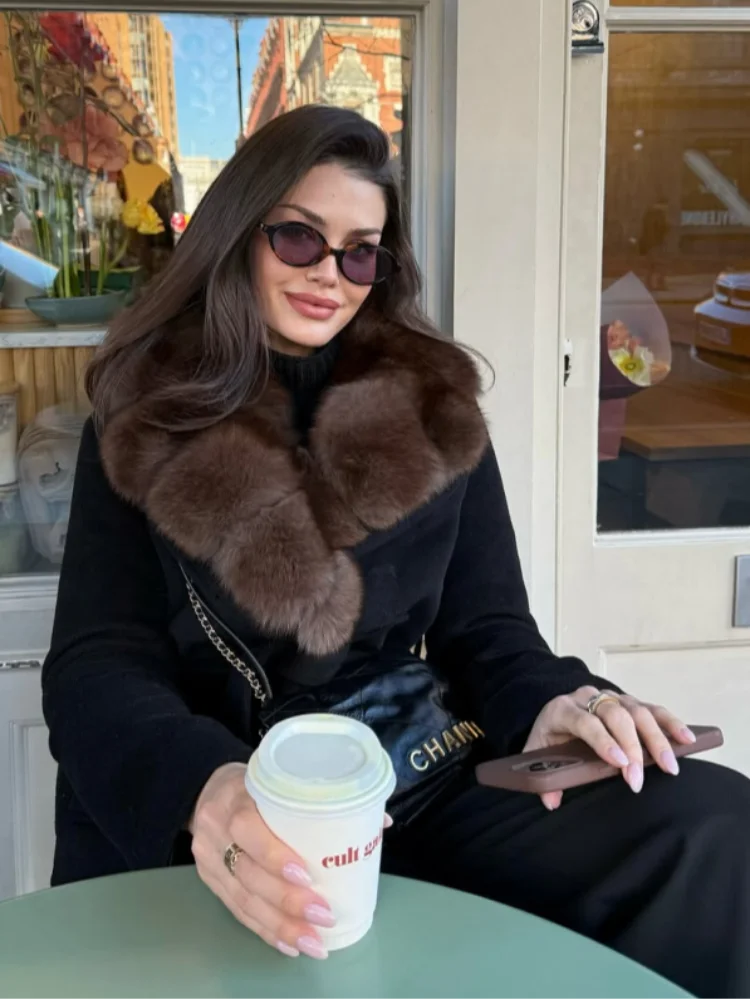 The Belted Cruelty-Free Fur Shawl Coat