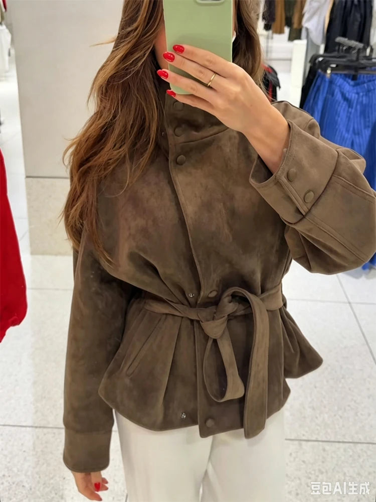 The Tie-Waist Cruelty-Free Suede Jacket