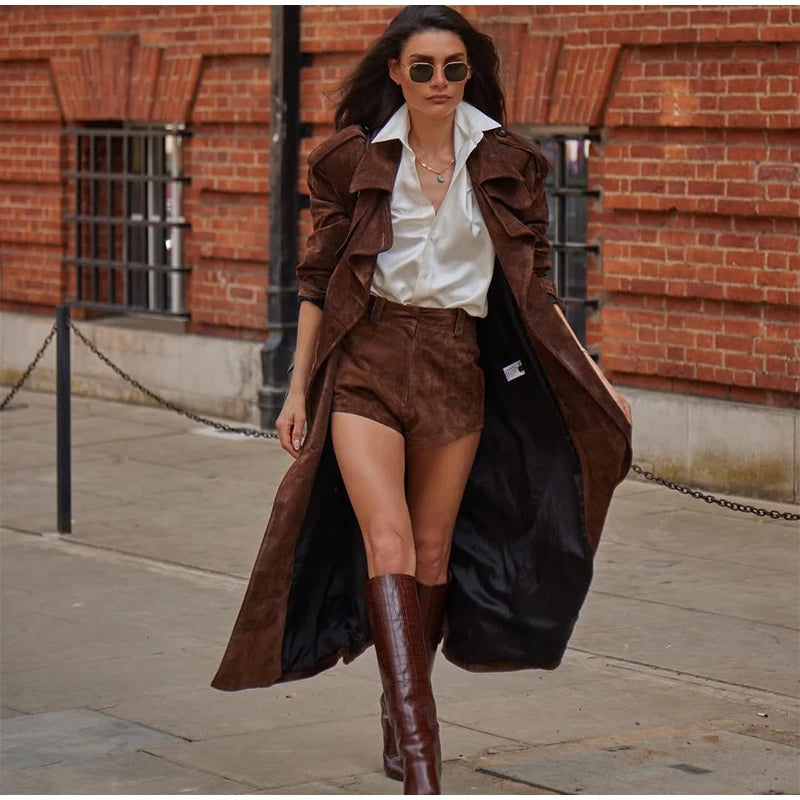 The Long Cruelty-Free Suede Overcoat