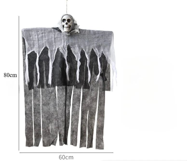 Hanging Skull Ghost Decoration — Lighted or Unlit