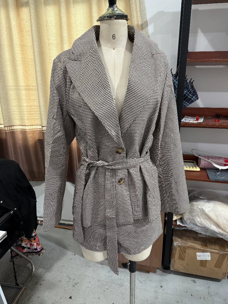 The Plaid Belted Short Trench