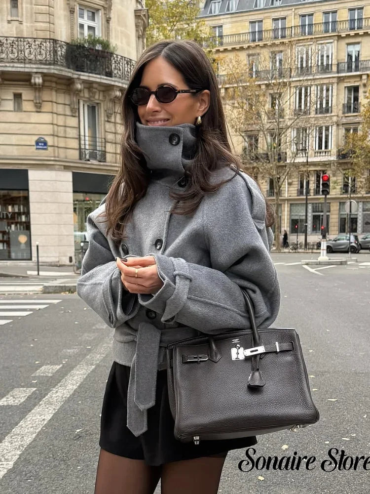 The High-Collar Lace-Up Overcoat